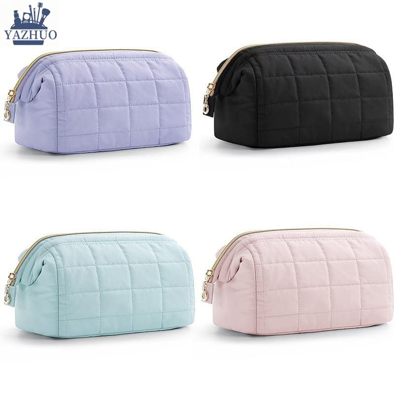 Cross-Border Hot-Selling Quilted Down Cotton Makeup Bag, Portable Travel Waterproof Toiletry Storage Large-Capacity Cloud Bag