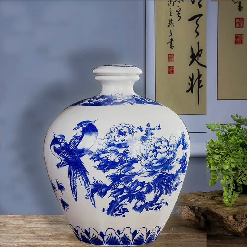 Ceramic Wine Bottle 5-Jin, Seven Sages of the Bamboo Grove Wine Jar, Baijiu Packaging Container, Bulk Liquor Pot, Wine Set Five-Jin Capacity Jar