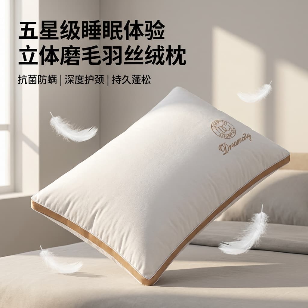 New high-end hotel feather velvet pillow core DC three-dimensional feather velvet pillow core 48*74cm wholesale