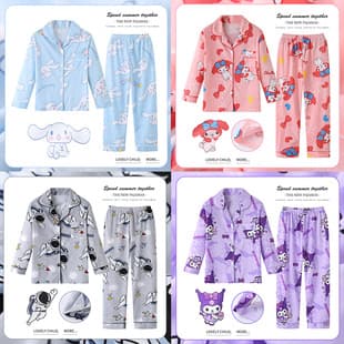 Spring/Autumn Children's Pajama Set, Long-Sleeve Cardigan for Boys and Girls, Toddler Kids Homewear Suit