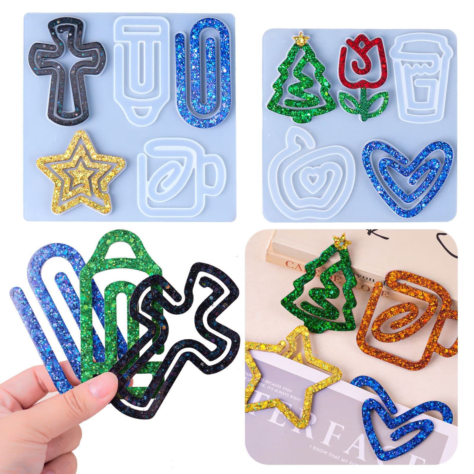 Christmas Tree Resin Paperclip Silicone Mold, Resin Flower Bookmark Making, Cross-Border Dropshipping Office Supplies