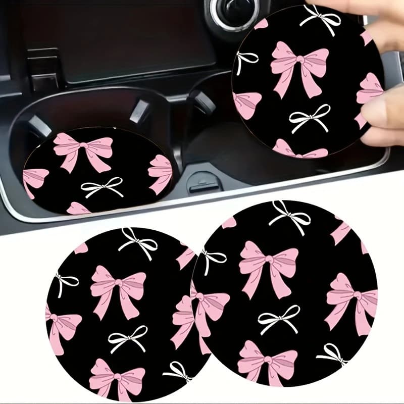 TEMU 2-Pack Car Cup Coasters Round Leopard Print Restaurant Home Cup Coasters High Temperature Resistant Durable Car Cup Non-Slip Mat