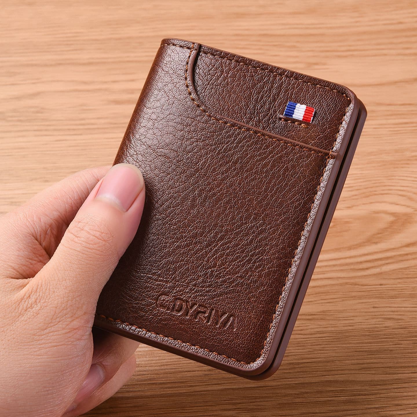 Men's Slim Minimalist Vertical Wallet, Compact Soft Leather Card Holder with Multiple Card Slots, ID and License Organizer