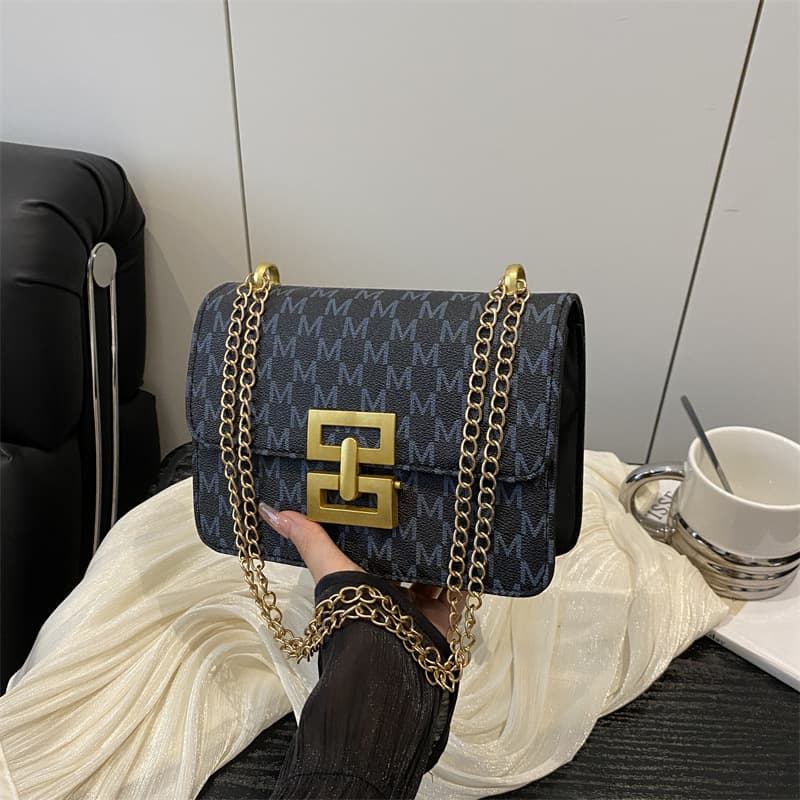 Cross-border Small Square Women's Bag Korean Style Vintage Print Large Capacity Fashionable Chic Commuter New Trendy Shoulder Crossbody