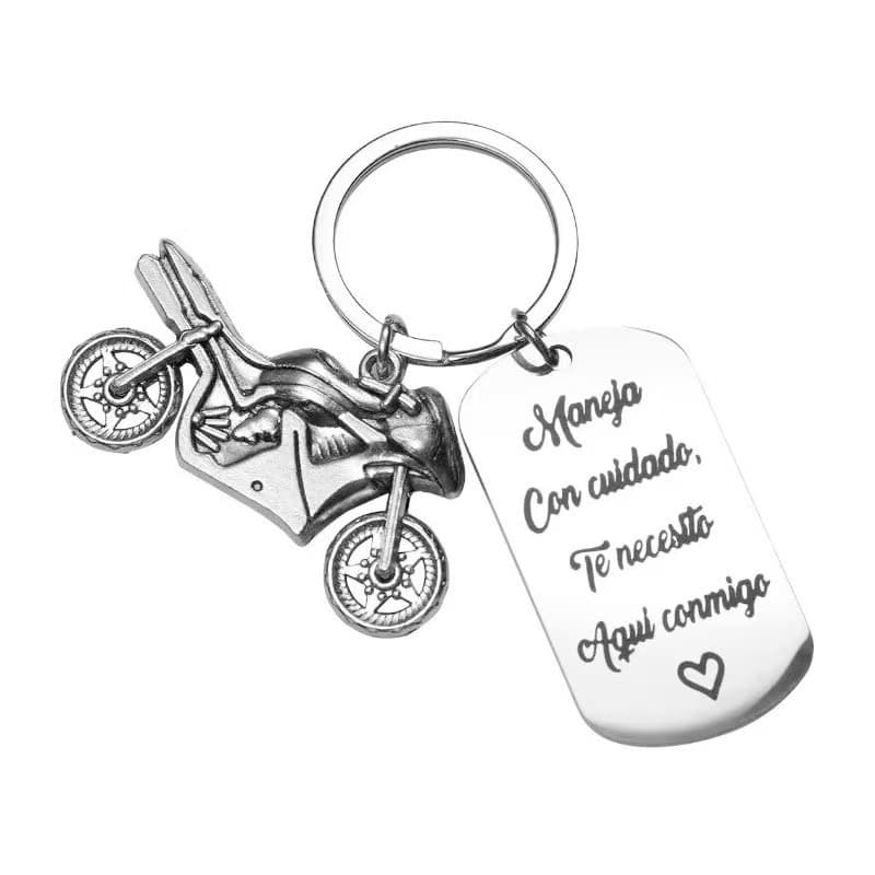EU-US Cross-border Temu Stainless Steel Keychain Employee Appreciation Gift Engraved Inspirational Dog Tag Motorcycle Accessories