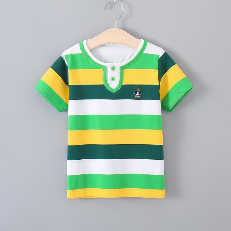 Short-Sleeved T-Shirt Boys T-Shirt Children's Clothing Summer Pure Cotton Fake Two-Piece Polo Shirt Cross-Border Boys and Girls Aged 1-15 Can Be Wholesaled