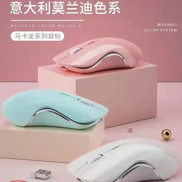 Silent Wireless Mouse Ready Stock, Bluetooth Dual-Mode Charging, Morandi Macaron Charging Gaming Office Mouse for Women Wholesale
