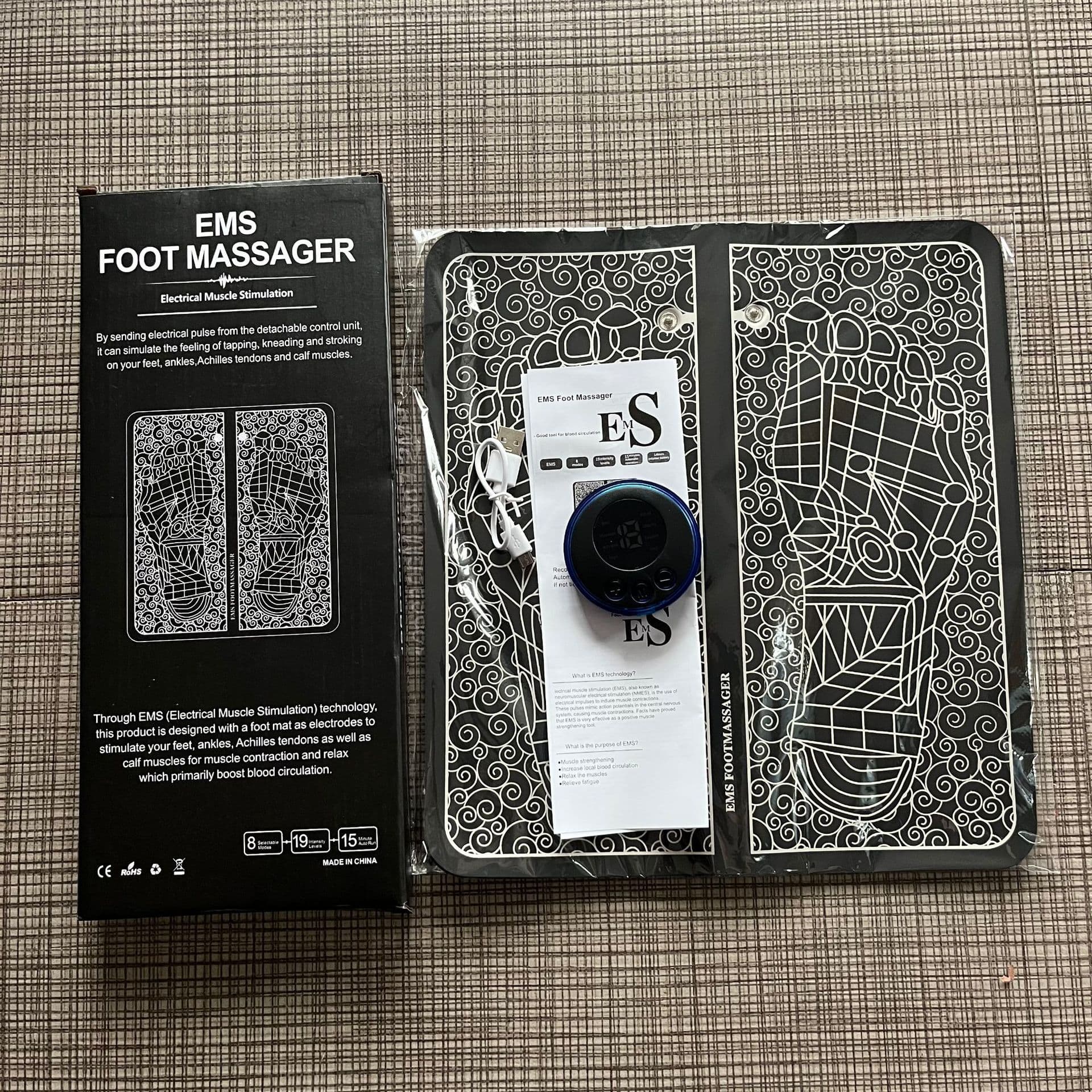 Portable Pulse Foot Massager, EMS Foot Massage Pad, Massager and Therapy Machine for Plantar Relief