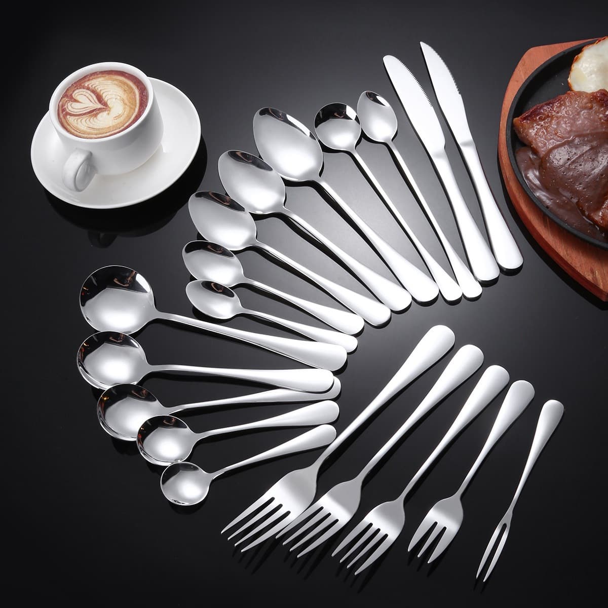 1010 Thickened Dessert Spoon Set Western Cutlery Fork Premium Light Luxury Knife Fork Spoon 410 Stainless Steel