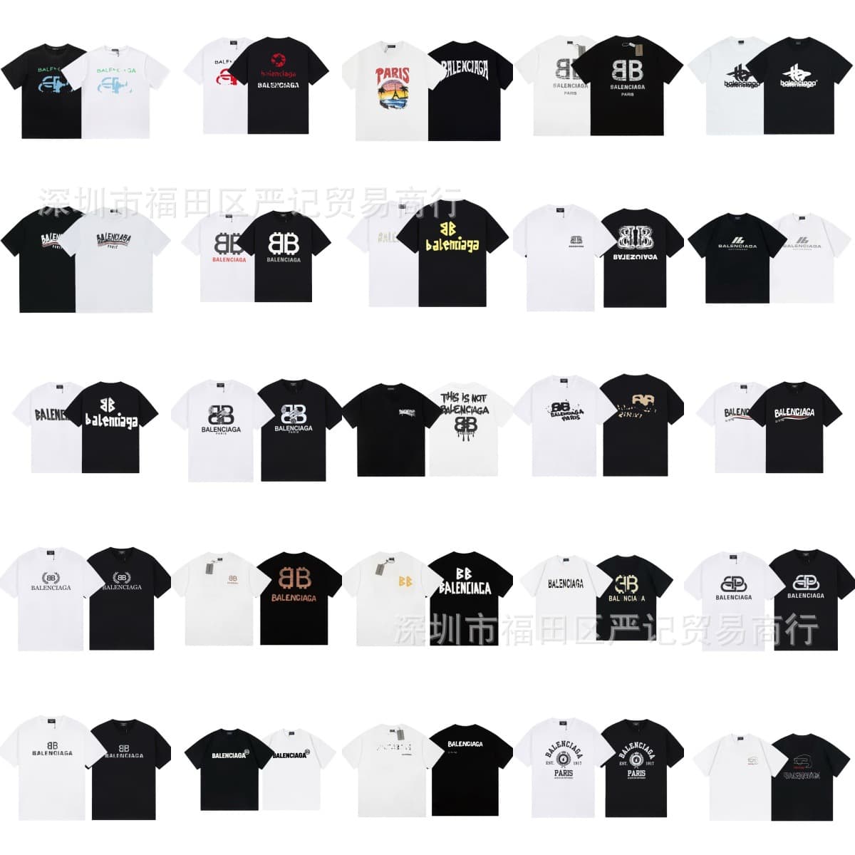 Paris High Version B Brand T-Shirt Spring/Summer New Heavyweight Pure Cotton Printed Round Neck Short Sleeve Casual Versatile Unisex