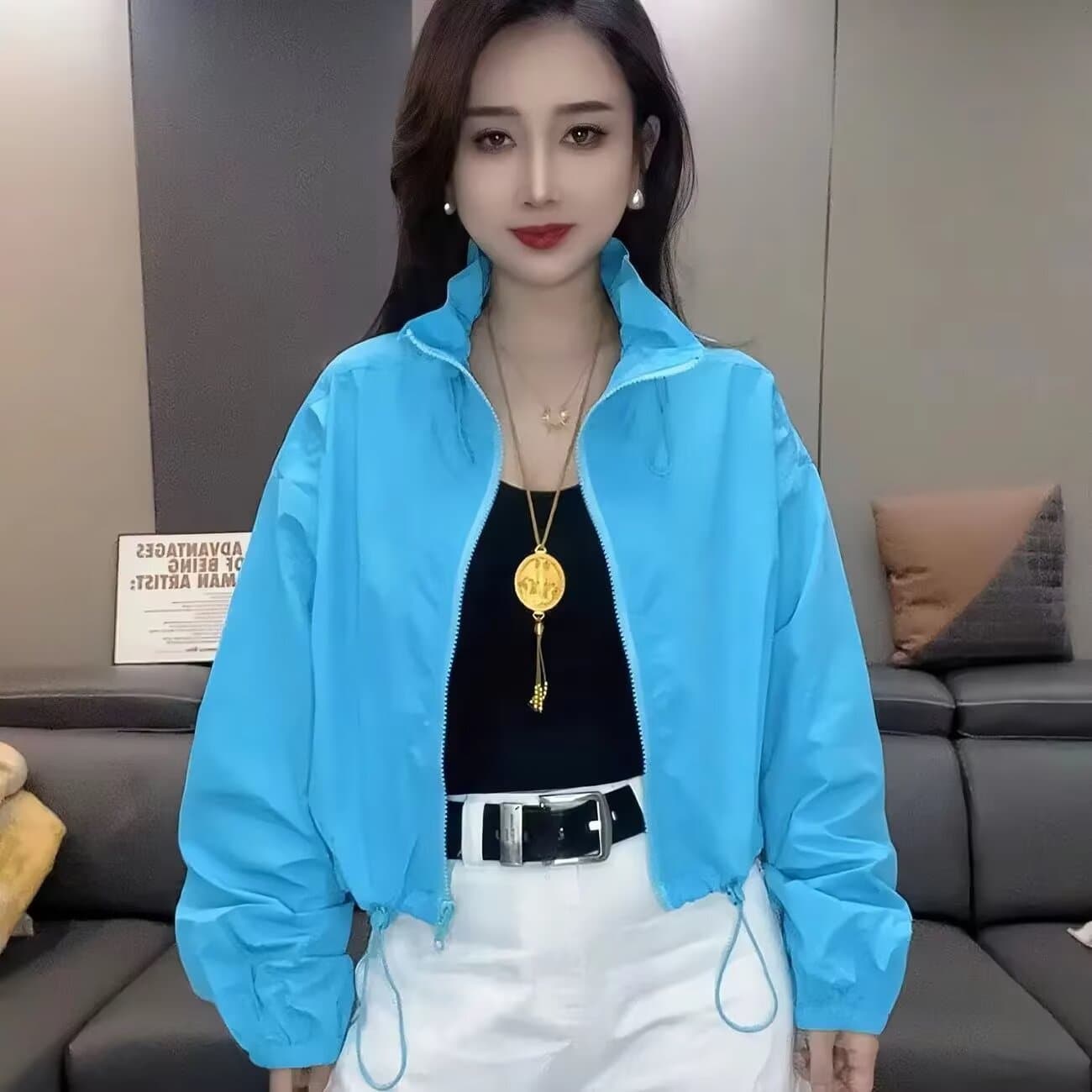 2026 New Short Stand Collar Zipper Korean Style Fashion Baseball Jacket Colorful Outerwear Trendy Sun Protection Coat