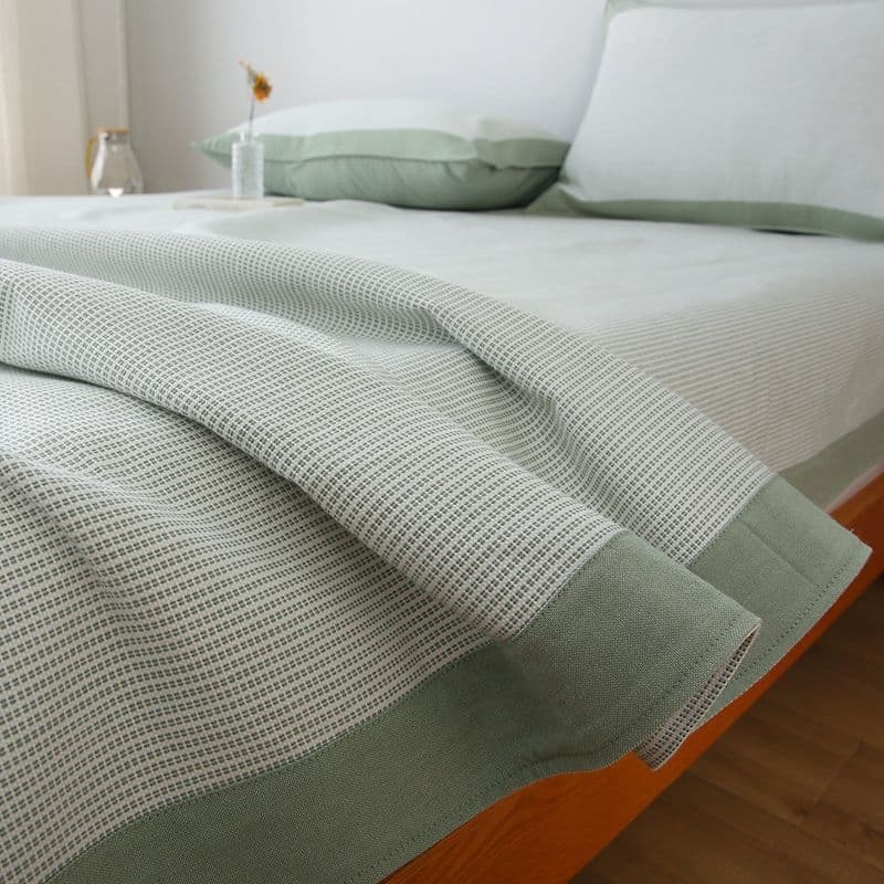 Shandong Extra Thick High-End Pure Cotton Coarse Cloth Sheet Single Piece 100% Cotton Cooling Mat Three-Piece Set Thickened Cotton-Linen Export