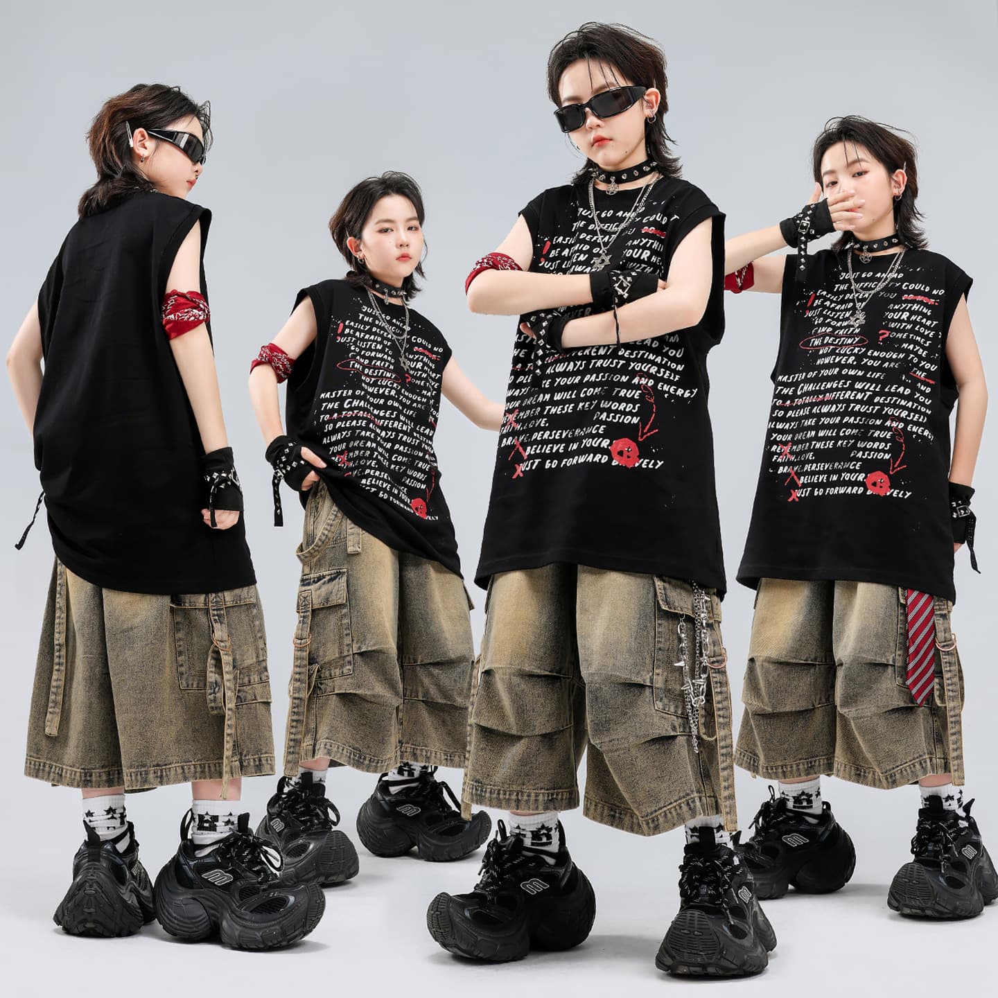 Hip Hop Kids Streetwear Boys Dance Performance Set Hip Hop Jazz Cool Stage Outfit