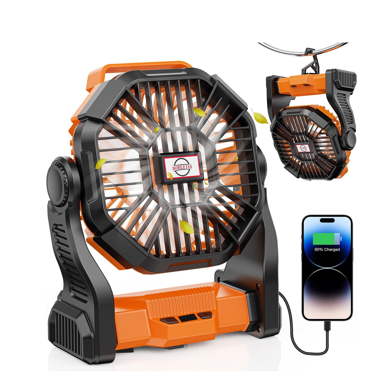 Camping Fan Battery Powered Portable Tent Fan with LED Hooks