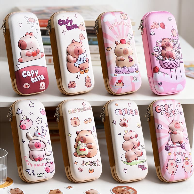 Cross-border EVA 3D three-dimensional stationery box cartoon primary school student Kapibala children's pencil box large capacity pencil bag