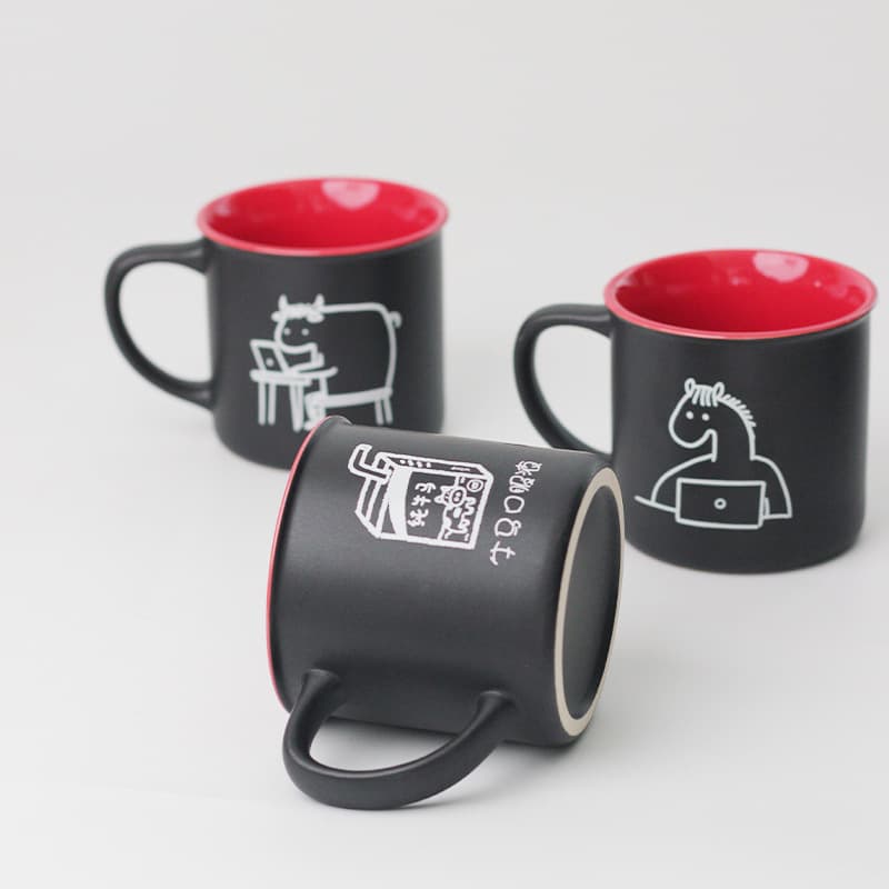 Creative Color Glaze Water Cup Q-Version Pattern Household Custom Ceramic Advertising Mug Custom Logo Printing Pattern