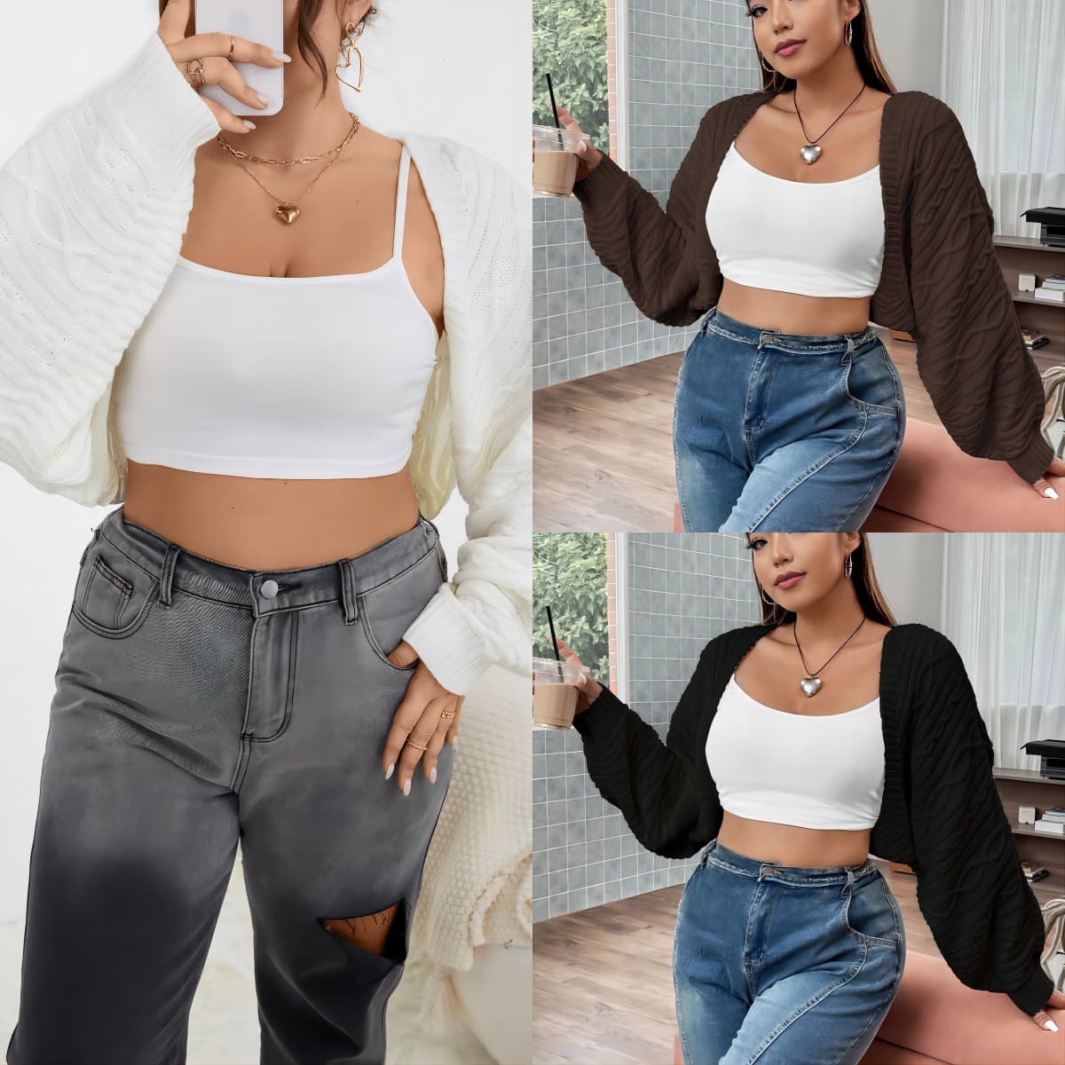 Amazon Cross-Border New Women's Knit Top Fashionable Elegant Style Plus Size 3D Printed Bolero Loose Fit