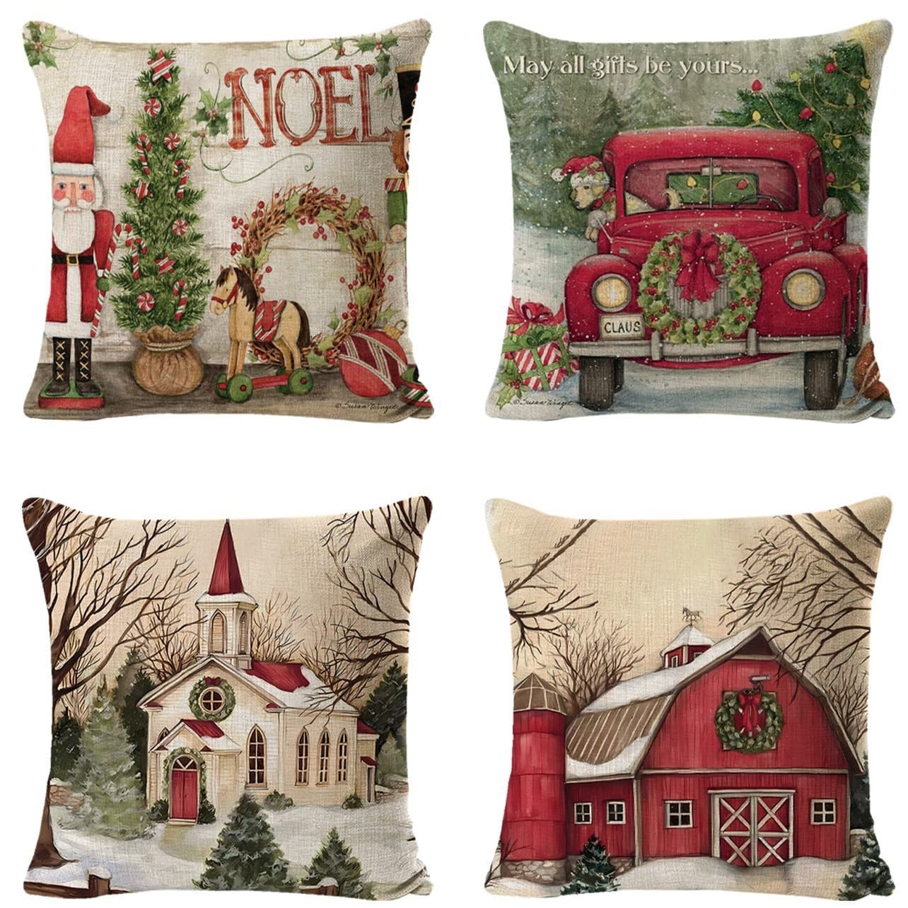 Christmas Tree Pattern Throw Pillow Cover, Christmas Holiday Decorative Cushion Cover for Living Room Sofa, Festive Atmosphere Pillowcase