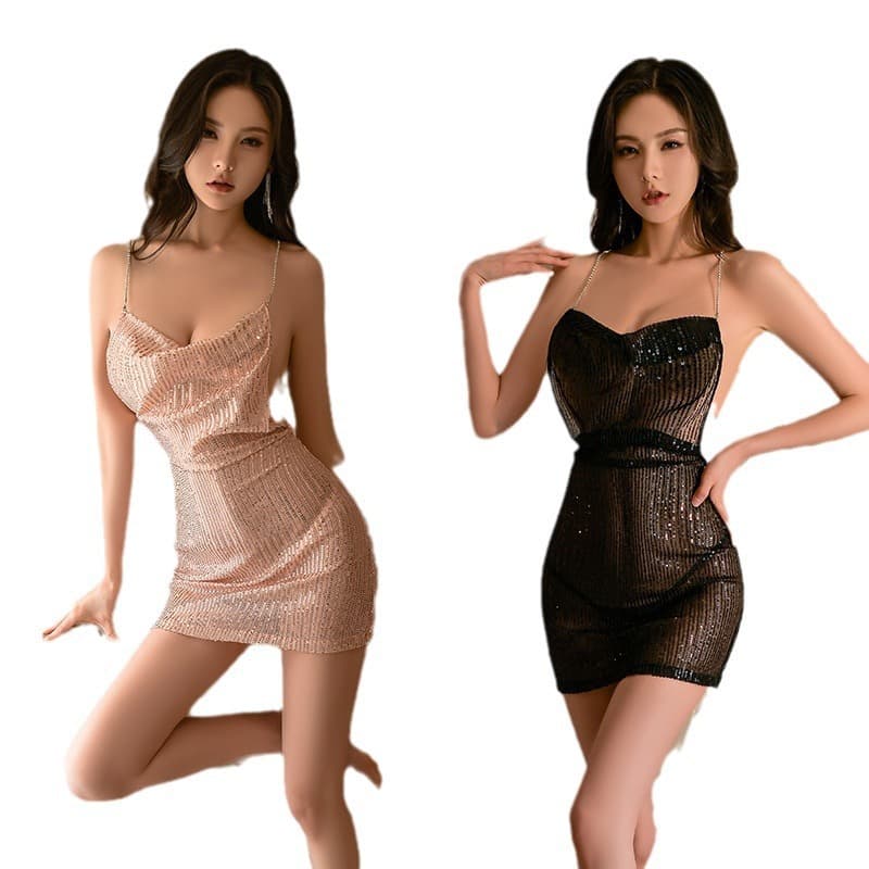 Sexy Lingerie Sequins Nightclub OL Office Uniform Strap Design Backless Sexy Drop Shipping