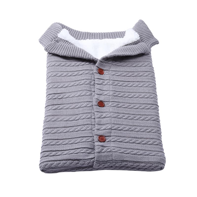 European and American New Button Sleeping Bag Baby Outdoor Stroller Sleeping Bag Wool Knitted Velvet Thickened Warm Sleeping Bag