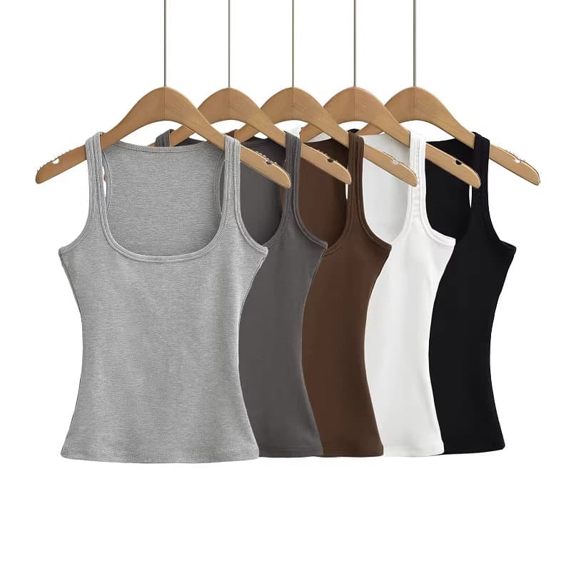 American Style Thin Racerback Tank Top for Women Spring Summer Plus Size Slim Fit Layering Sexy Backless Top