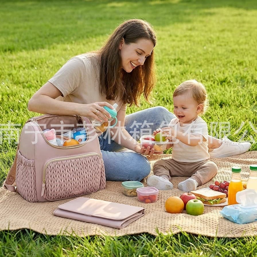 Amazon Hot Selling Baby Diaper Bag Tote Large Capacity Travel Diaper Bag Maternity Hospital Bag with Pacifier Case