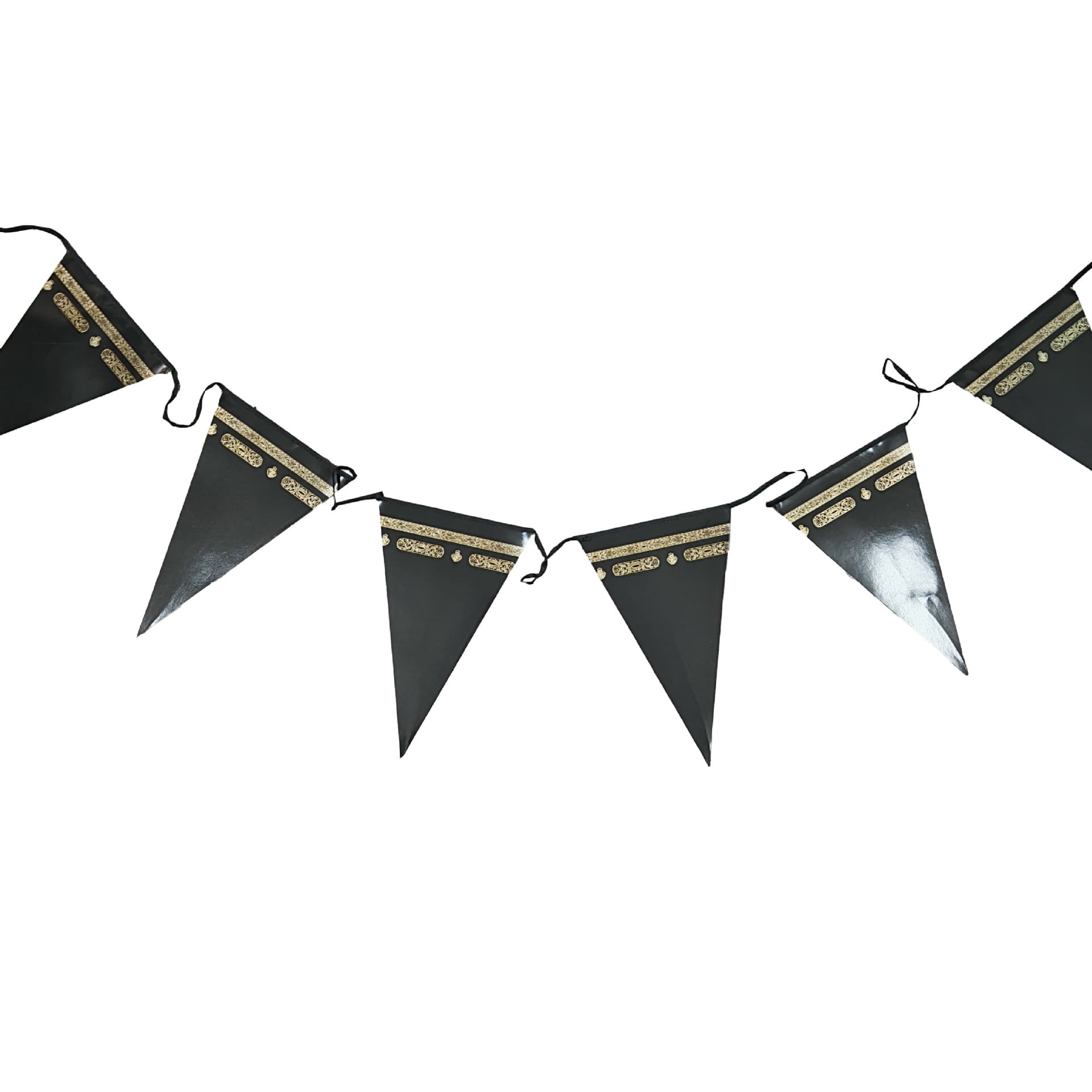 Middle East Eid al-Adha Party Decoration Banner Black Gold Umrah Pilgrimage Bunting Pennant