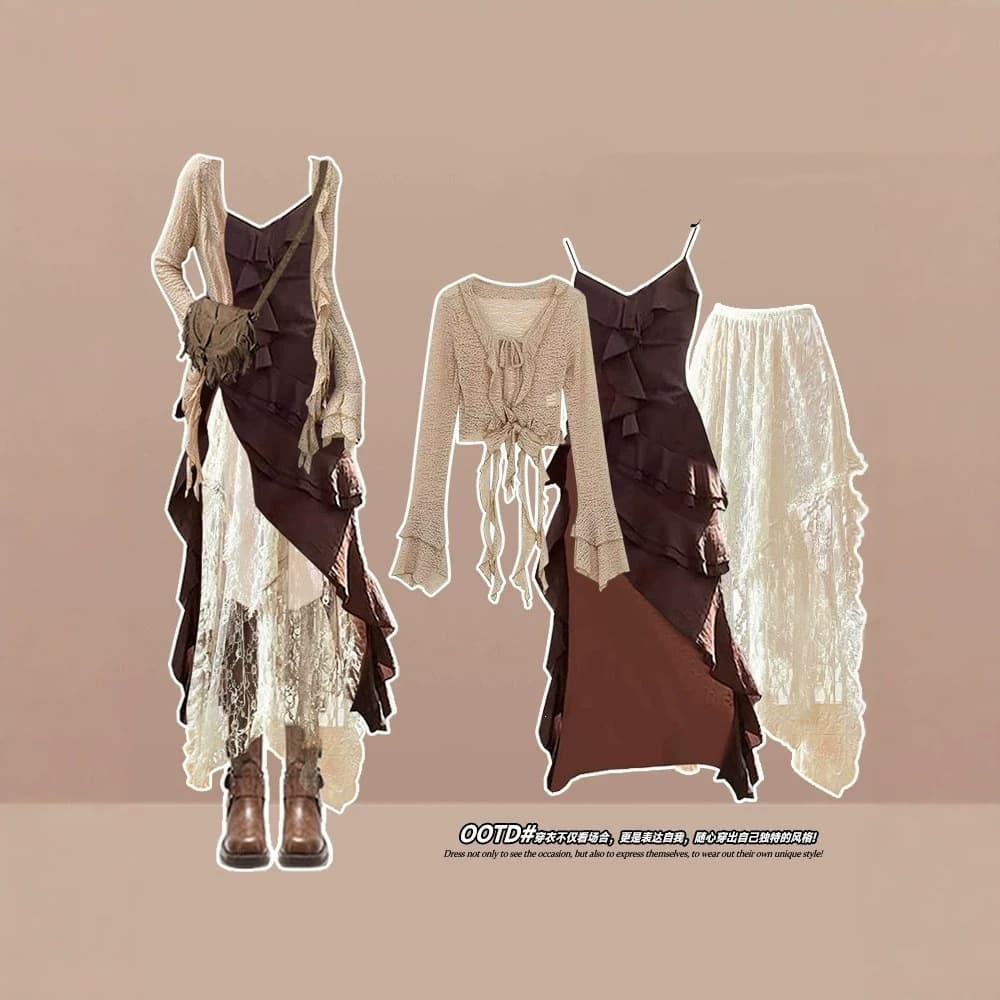 Travel wear in northwest Sichuan and Xinjiang Artemis dress women's autumn Maillard wasteland style suit skirt