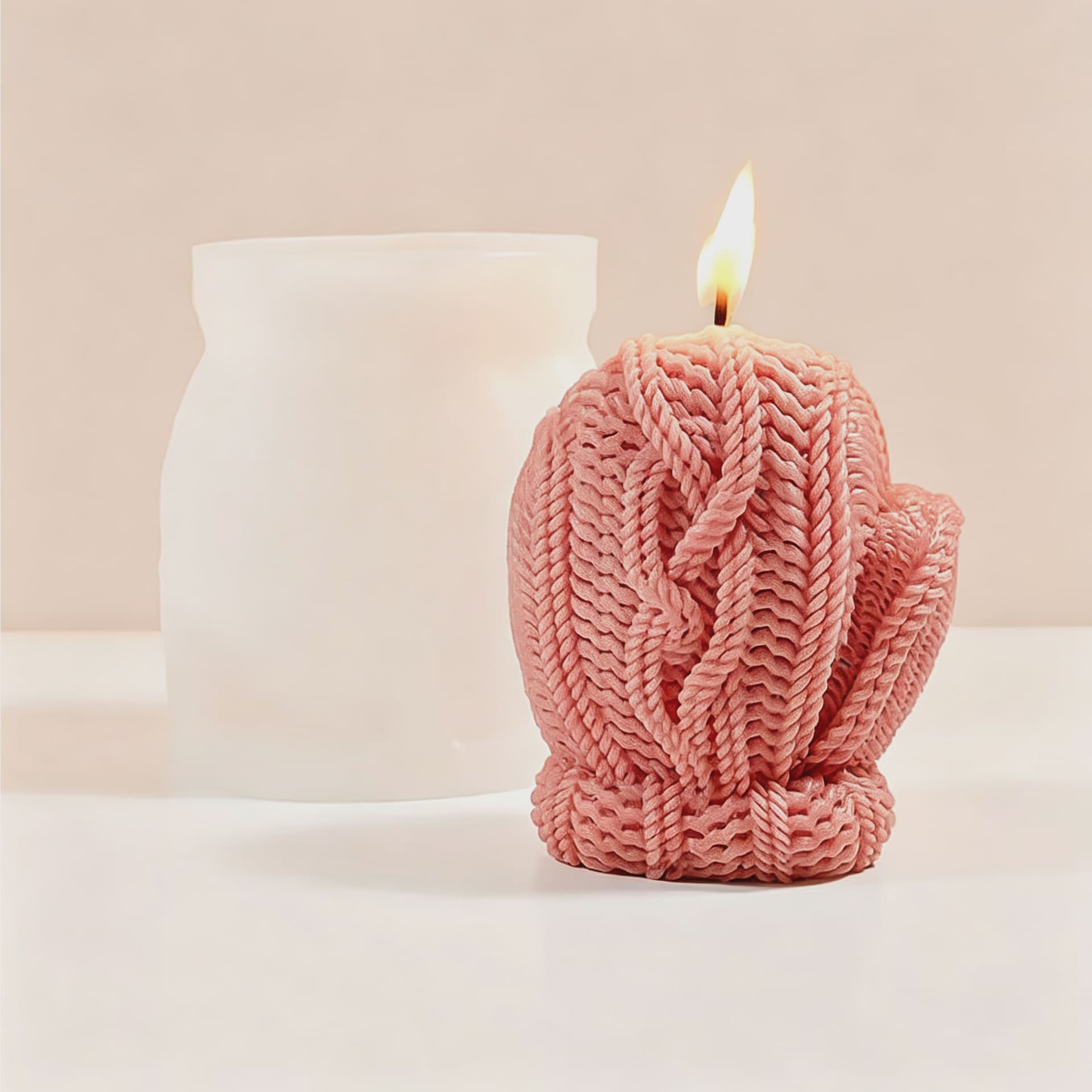3D Knitted Yarn Glove Silicone Wax Pillar Mold for Handmade Soap, Aromatherapy Candles, and Plaster Decorations Silicone Mold