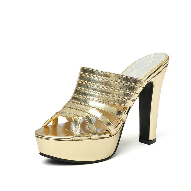 Women's Chunky Heel Sandals Summer New Thick Platform Waterproof Fashion Outdoor Hollow Mesh Slippers