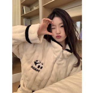 Autumn and Winter Thick Jacquard Flannel Pajamas for Women 2024 New Cardigan Zipper Flannel Homewear Set Wearable Outside