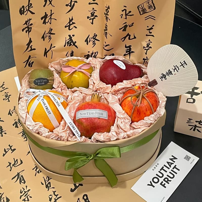 Oval Kraft Paper Gift Box for Fruit Bouquet, Birthday Gift, Flower Packaging Box, Fruit Gift Material Box