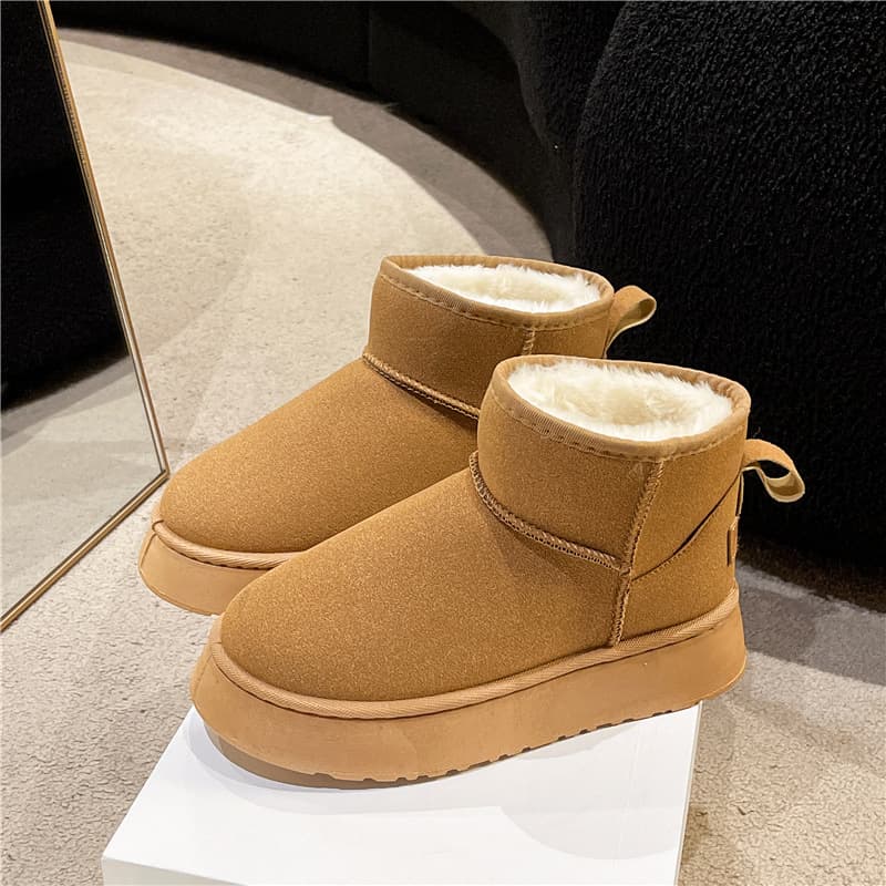 Thick Sole Short Boots Women Winter Snow Boots Fur Lined Fleece Lined Thick Warm Versatile Cotton Shoes Low Top Women Boots Wholesale