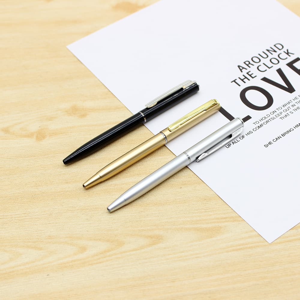 Short 10cm small ballpoint pen rotating mini Xiaoxihua golden silver short pen with notebook gift ballpoint pen