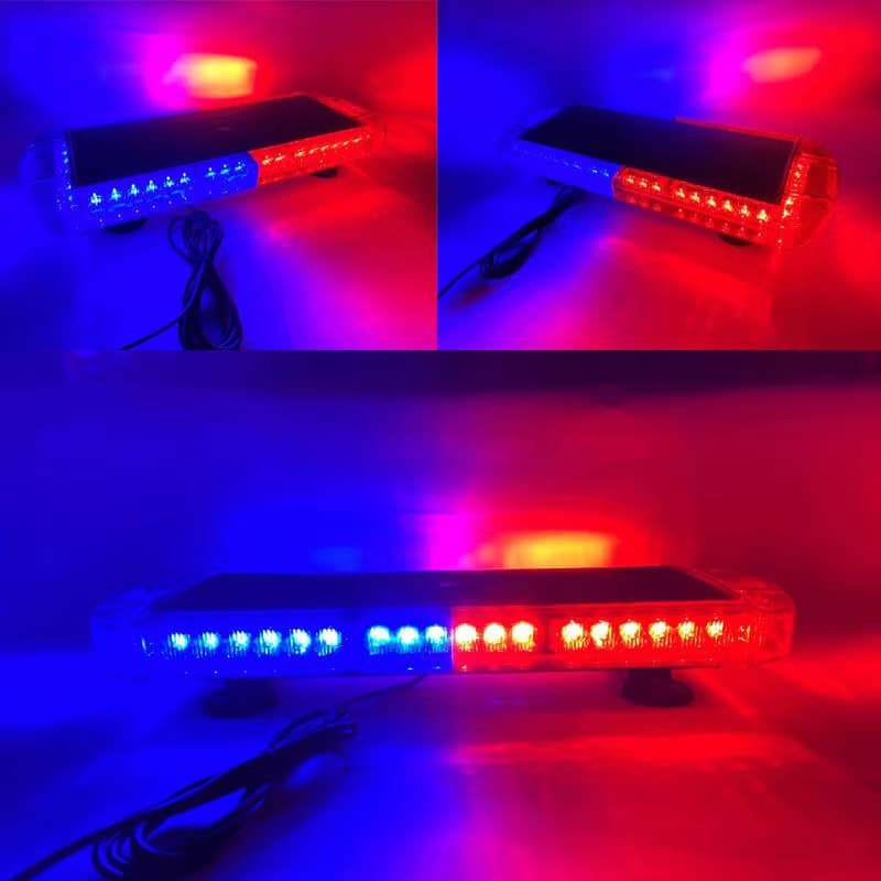 Car Strong Magnetic Suction Roof Warning Strobe Light for Engineering Vehicles, Emergency Rescue, Highway Escort, Red and Blue Short Light Bar