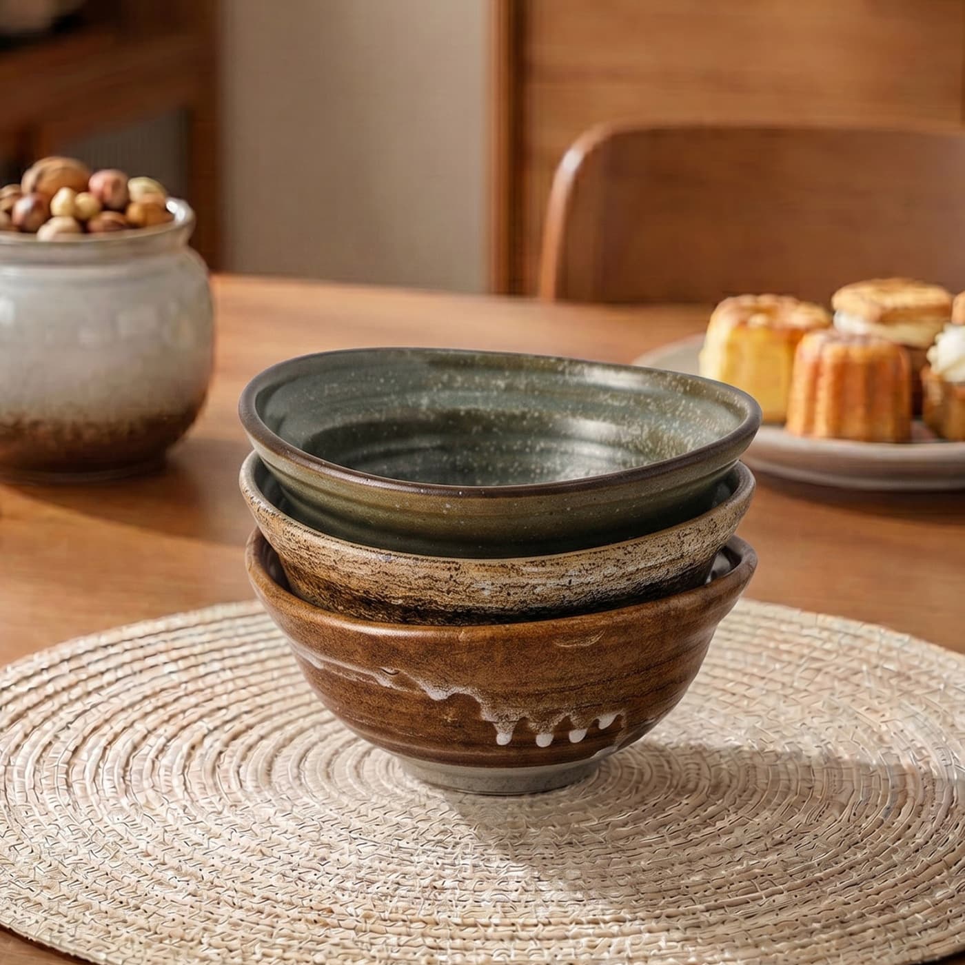 Cross-Border Japanese Vintage Ceramic Bowl, Handmade Clay Bowl, High-End Home Soup Bowl, Noodle Mixing Bowl, Ramen Bowl Wholesale