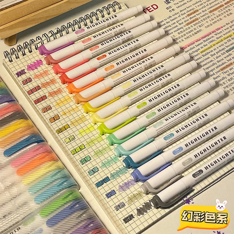 Double-Ended Colored Highlighter Pens, Ins-Style Aesthetic Student Journal Pens, 30 Colors Marker for Underlining Key Points, Bleed-Proof, Wholesale