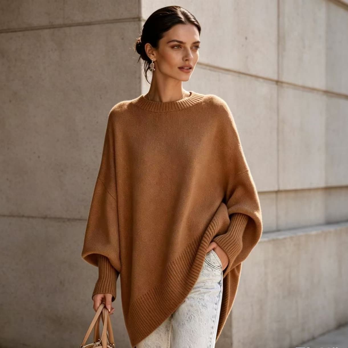 US/EU Cross-border 2026 Fall/Winter Crew Neck Pullover Plus Size Knit Sweater Independent Station Loose Lazy Style Solid Color Women's Sweater