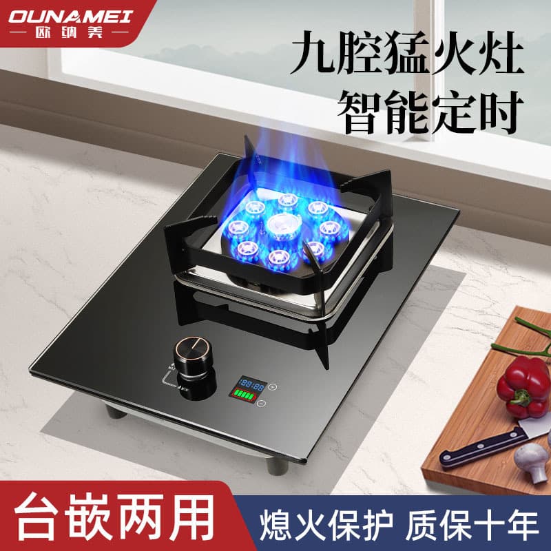 Single Burner Gas Stove for Home Use, LPG/Natural Gas, Tabletop or Built-in with Timer, Wholesale