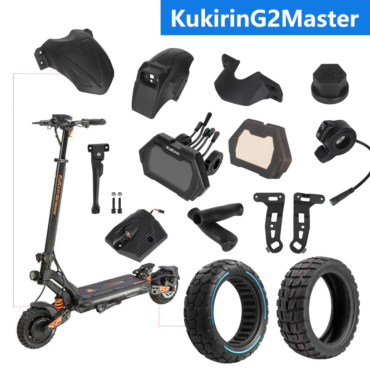 Electric Scooter Compatible with KuKirin G2 Master Dashboard Controller Fender Tire Full Set Accessories