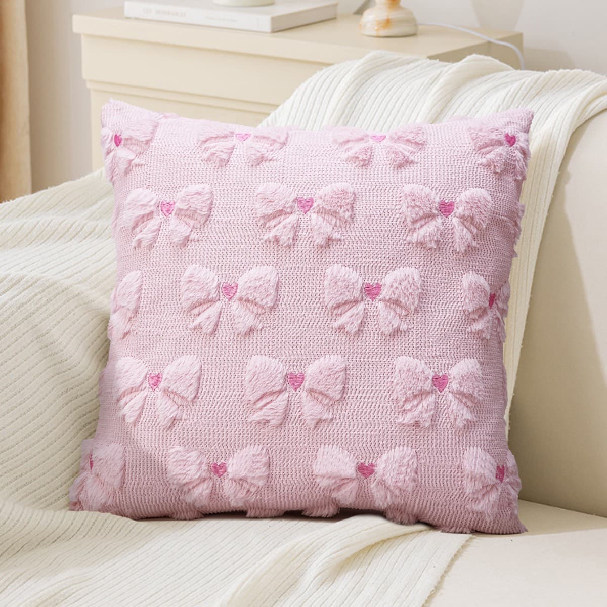 Cross-Border Valentine's Day Plush Pillow Cover with Love Embroidery Jacquard Cushion Cover for Living Room Sofa Holiday Decoration Cushion Cover Style