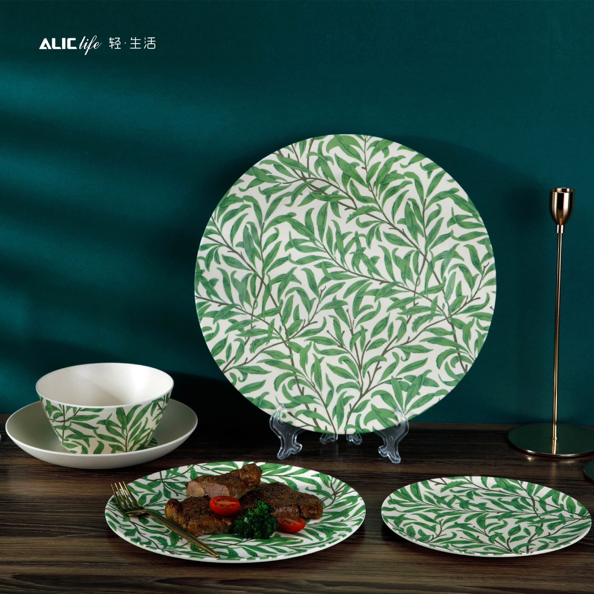 Bamboo Fiber Salad Bowl Plate Pizza Plate Main Course Plate Dessert Plate Ins Western Tableware Dish Salad Bowl