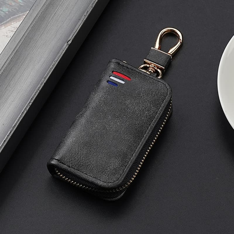Cross-border Business PU Leather Zipper Bag, Men's Business Waist-Hanging Key Case, Women's Multi-functional Universal Car Keychain