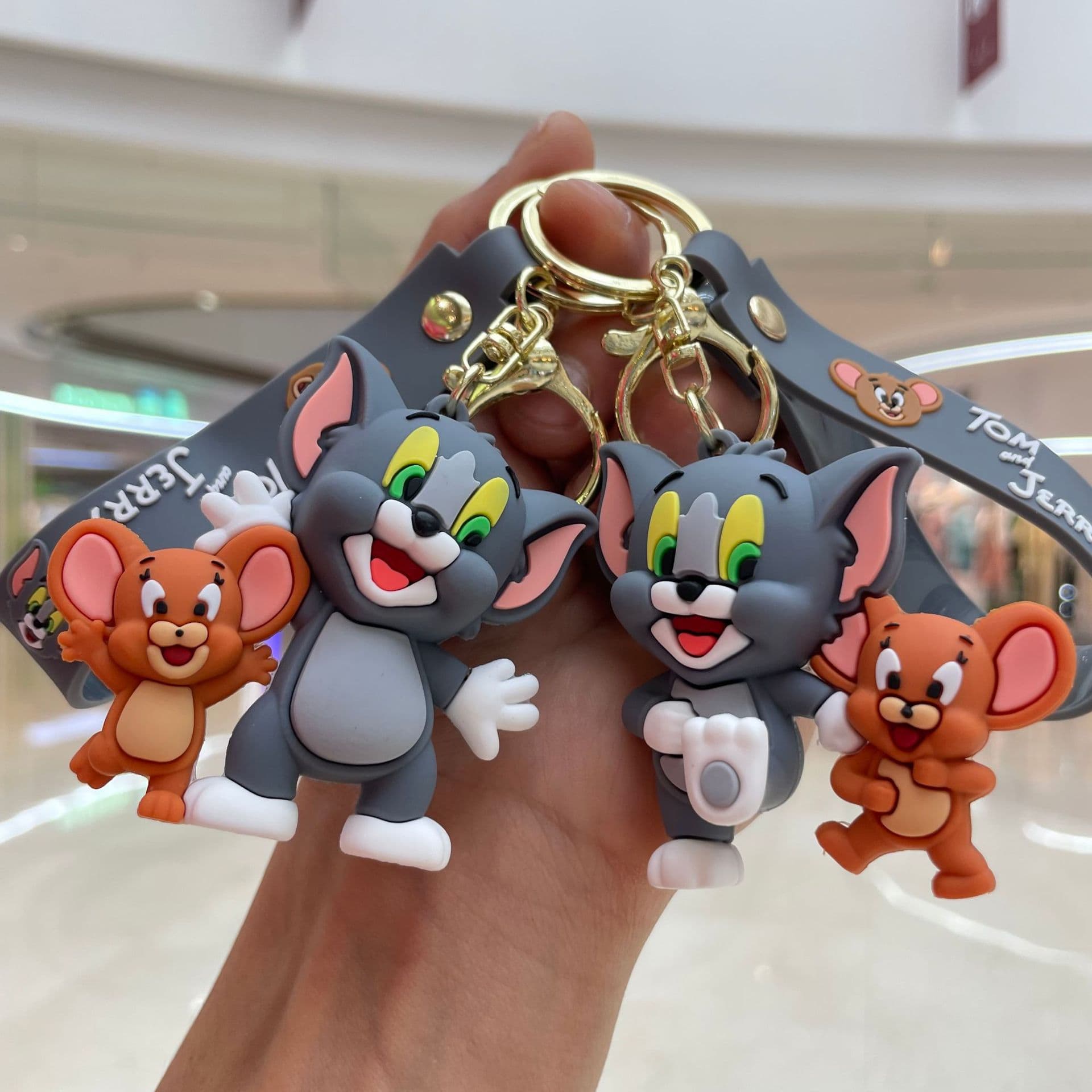 Cartoon Tom and Jerry Keychain Anime Tom Cat Plush Backpack Pendant Car Key Chain Small Gift Wholesale