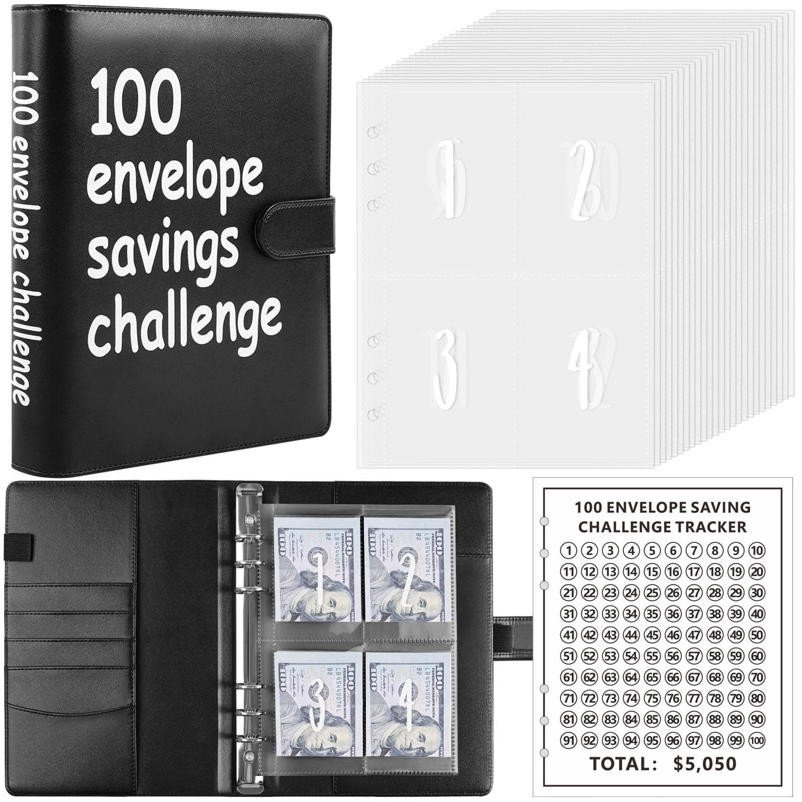 100 Envelope Challenge Loose-leaf 100 Days Save Money Challenge Cash Envelope Savings