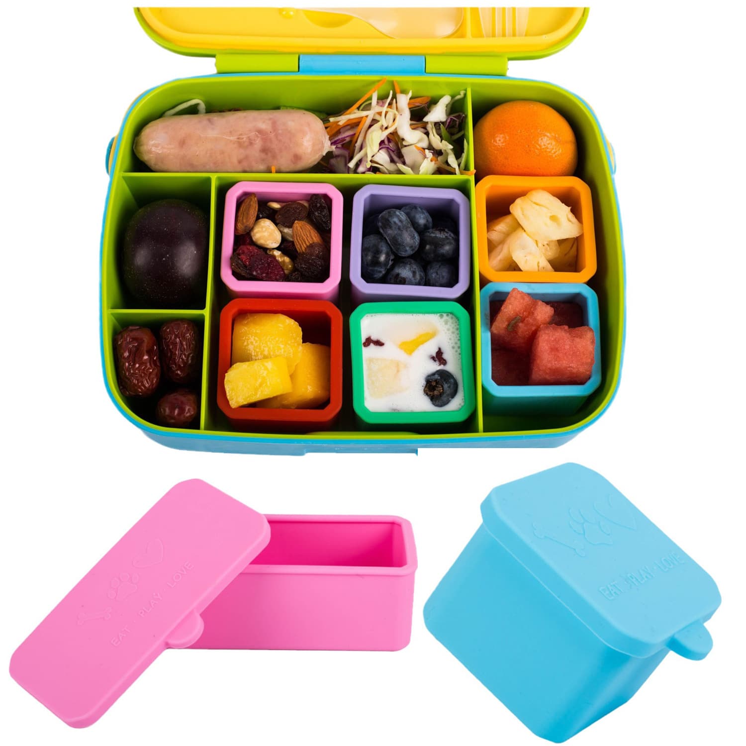 Silicone Salad Dressing Snack Baby Food Sealer Cake Baking Cup Ice Tray Lunch Box Bento Separator with Lid Dessert Mold