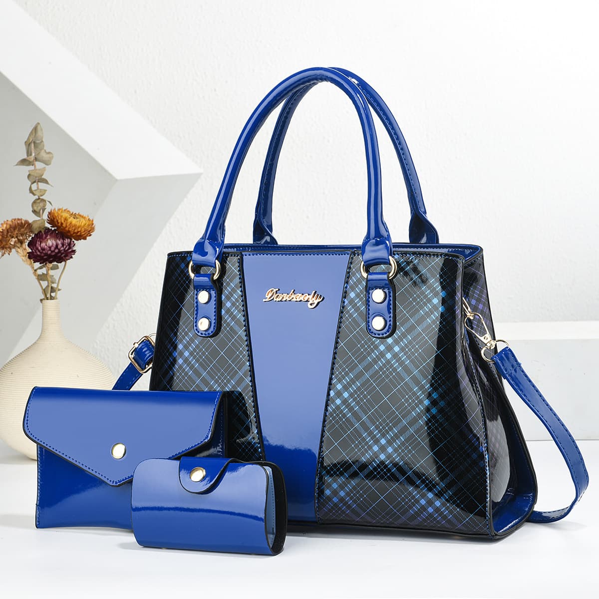 Drop Shipping Women's Handbag 2026 New Patent Leather Patchwork Large Capacity Fashionable Shoulder Bag for Mothers