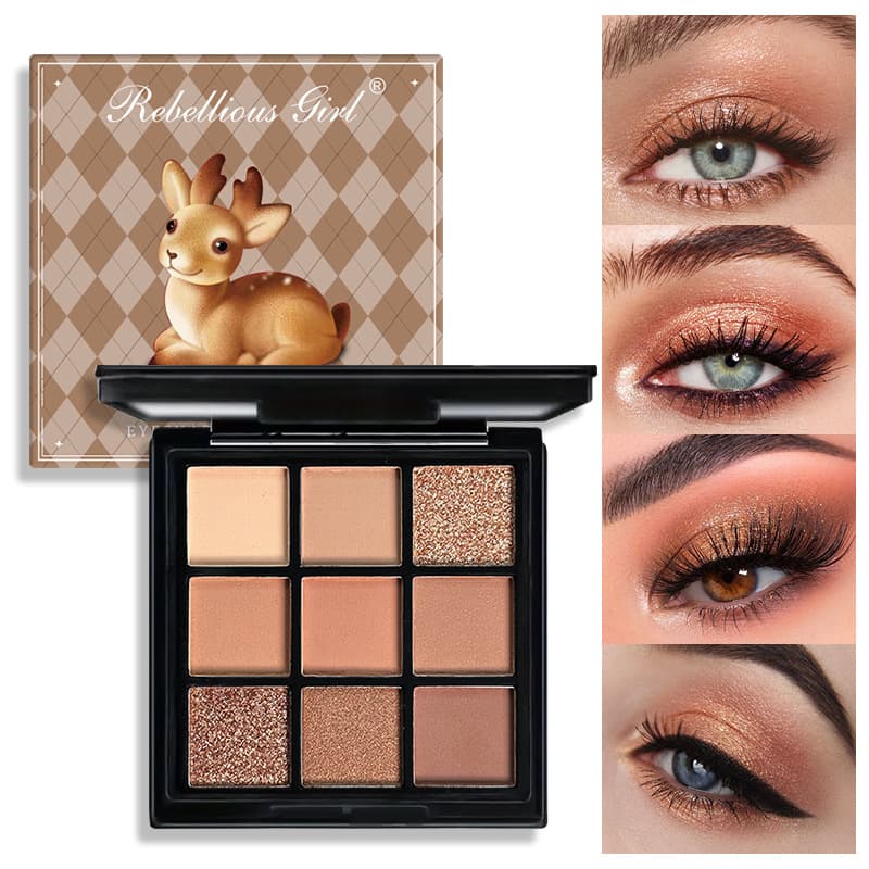 Chocolate Warm Brown Eyeshadow INS Same Style 9-Color Eyeshadow Palette Matte Orange Brown Earth Tone Pearl Sparkle Nine Grid