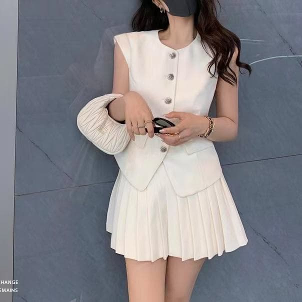 French style black suit vest for women spring and summer outer design layered small waistcoat short top