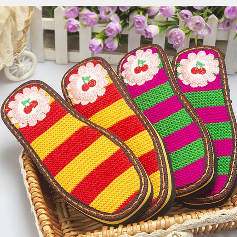 Ruzi Niu handmade knitted woolen cotton slippers with hook soles, non-slip and wear-resistant soles wholesale